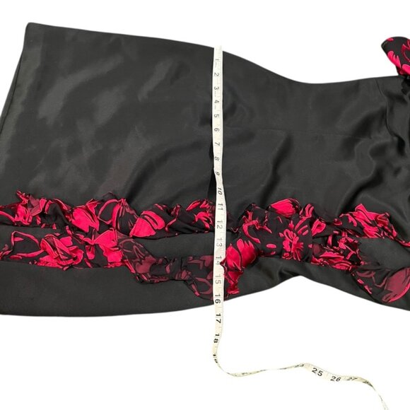 IvaNova Designer One Sleeve Black With Red Ruffle Cocktail Party Mini Dress SZ 4 - Picture 4 of 9